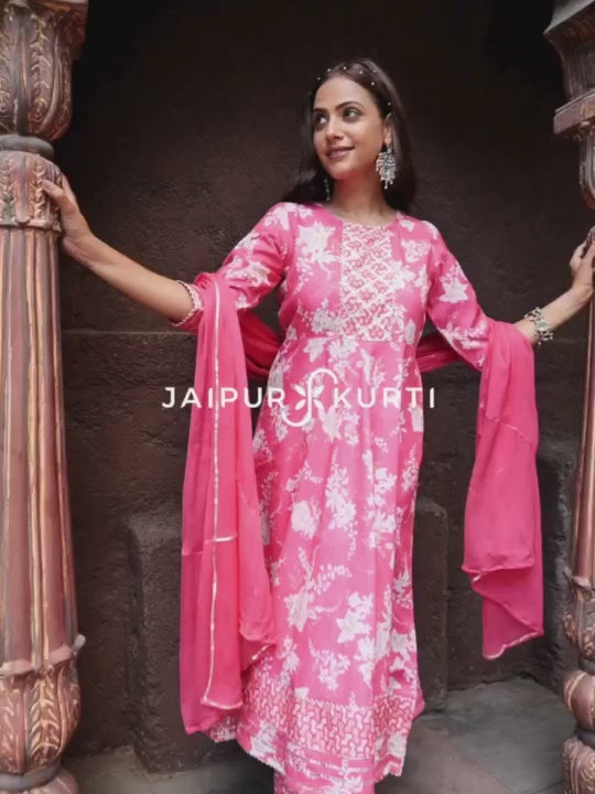 Buy White Kurta And Pant Cotton Embellished Gota Patti Mandarin A-line Set  For Women by Geroo Jaipur Online at Aza Fashions.